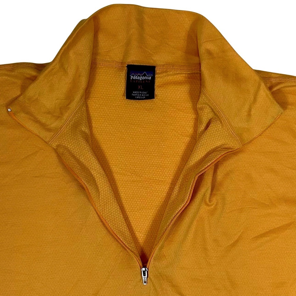 Patagonia Capilene Mens XL Quarter Zip Pullover Yellow Grid Fleece 44262 SP99